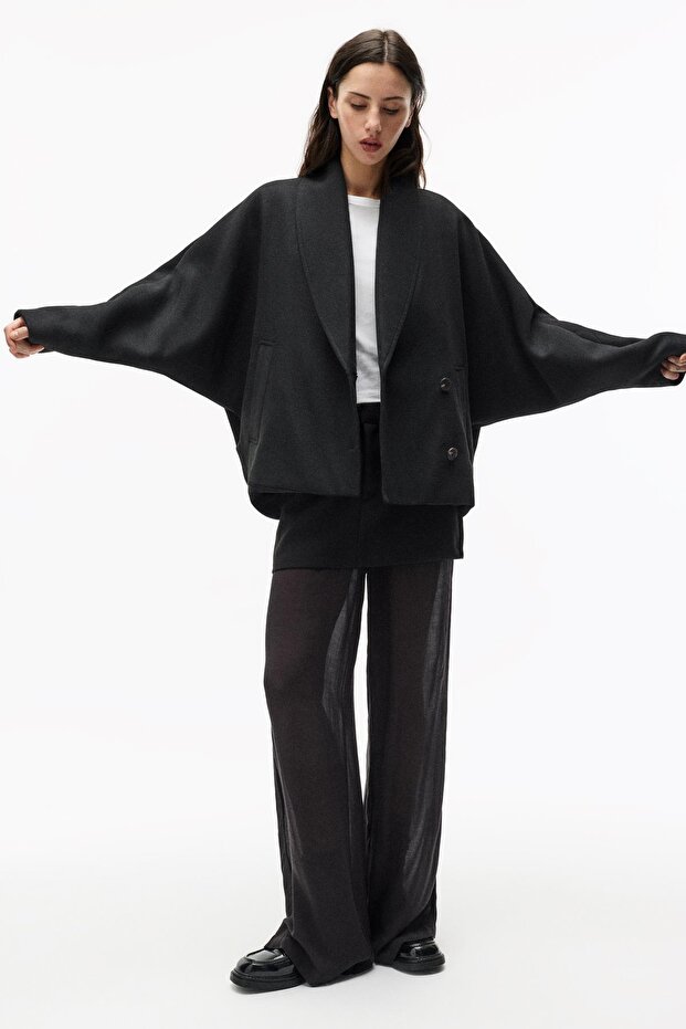 Volümlü yünlü kısa kaban - 1