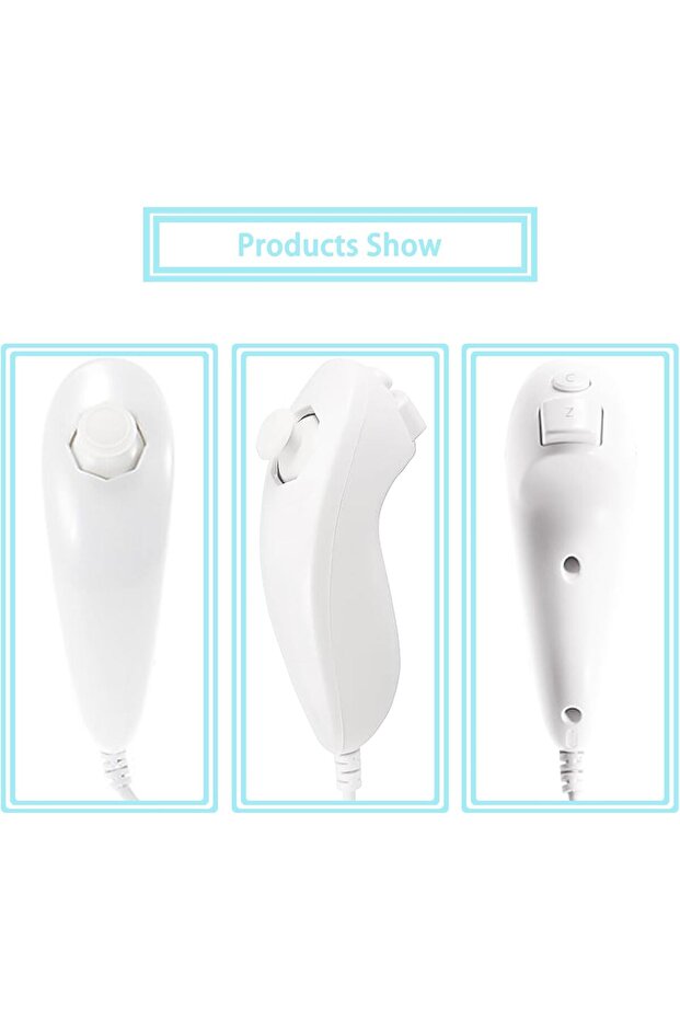 Nunchuk Controller Replacement for Wii Remote, Compatible with Wii and Wii U, Set of Two, White, Blu - 6