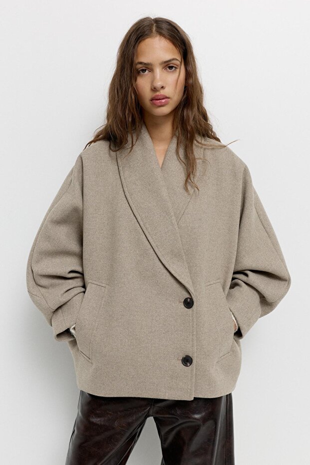 Volümlü yünlü kısa kaban - 2