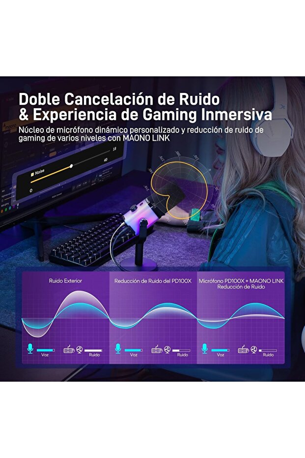 XLR USB Gaming Microphone: Dynamic RGB Microphone with Software for Streaming Podcast Voice Re - 3