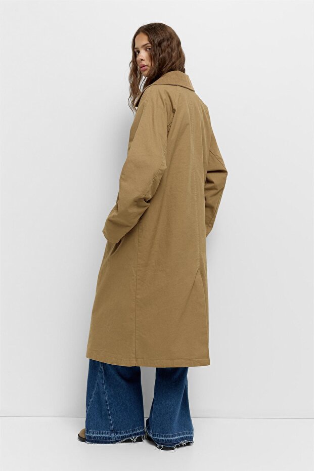 Uzun kol manşetli palto - 5