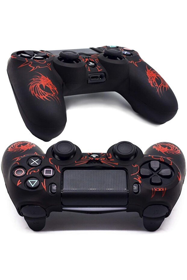 BRHE Non-slip Silicone Protective Cover for PS4 DualShock 4 Controller, Red (Cat Claw Design) - 2