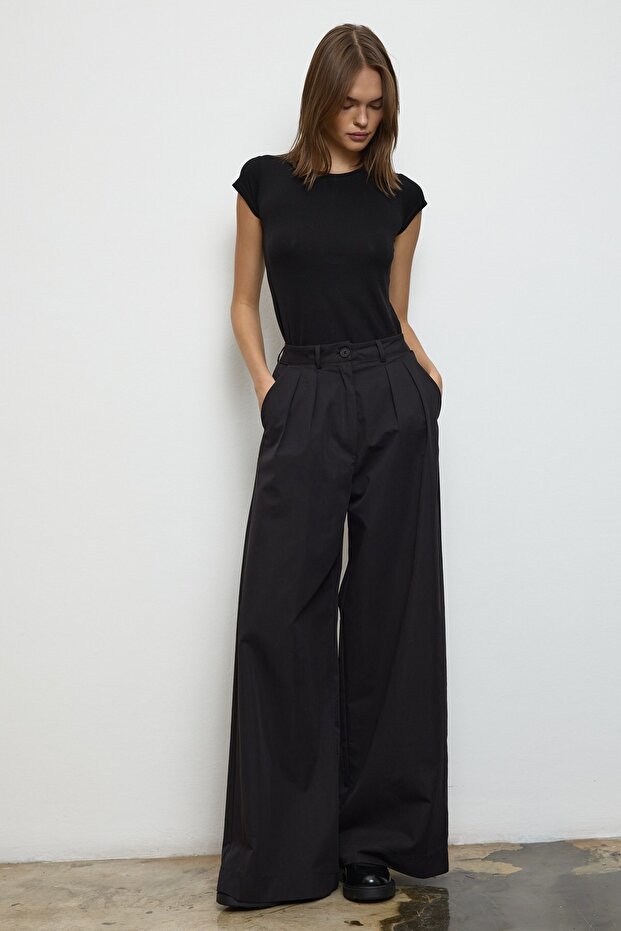 Cotton Palazzo Pants black