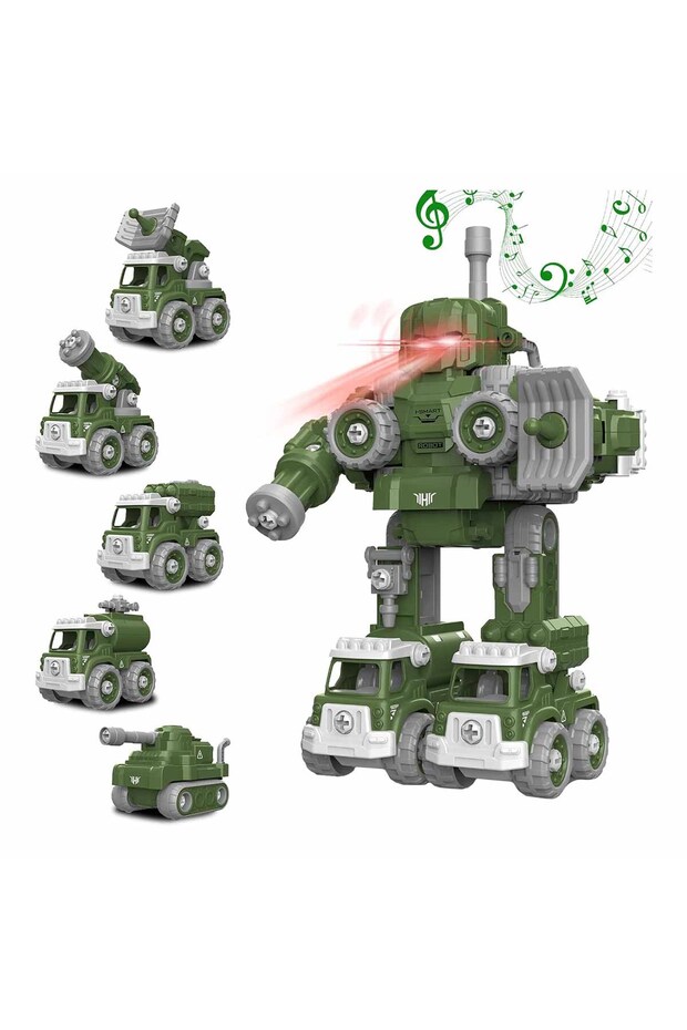 5in1 Sesli ve Işıklı Sök Tak Robot - Yeşil - 1