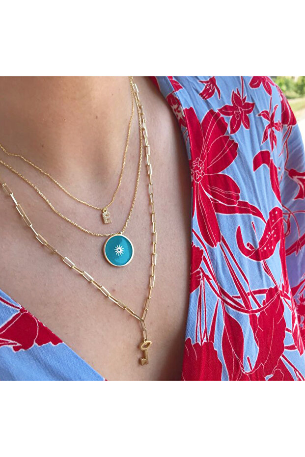 Kadın Taşlı E Harfi Kolye - 2