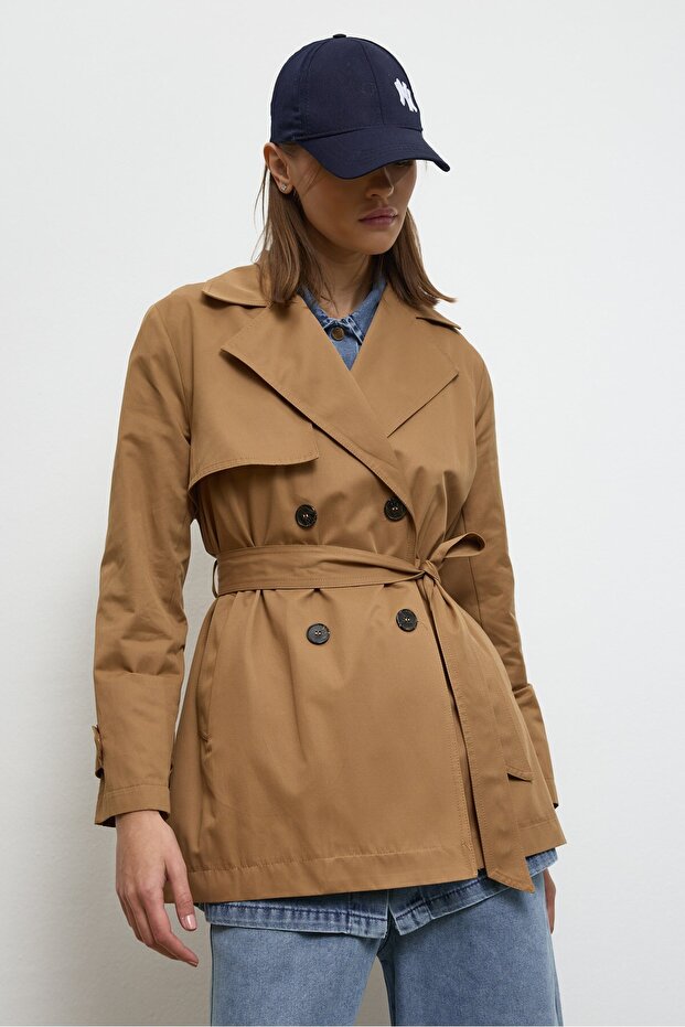 Mora Kısa Trençkot Camel - 3