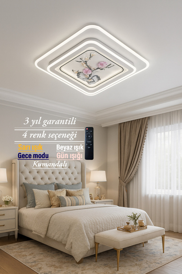 Lucent Modern Çiçek Desenli Plafonyer Avize - 4