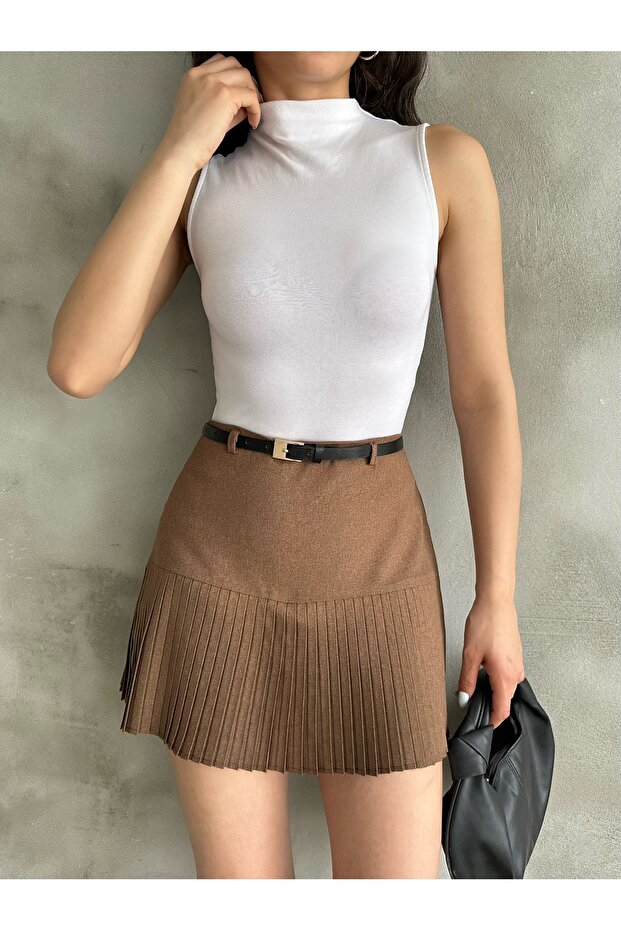 PLİSELİ ŞORT ETEK - 8