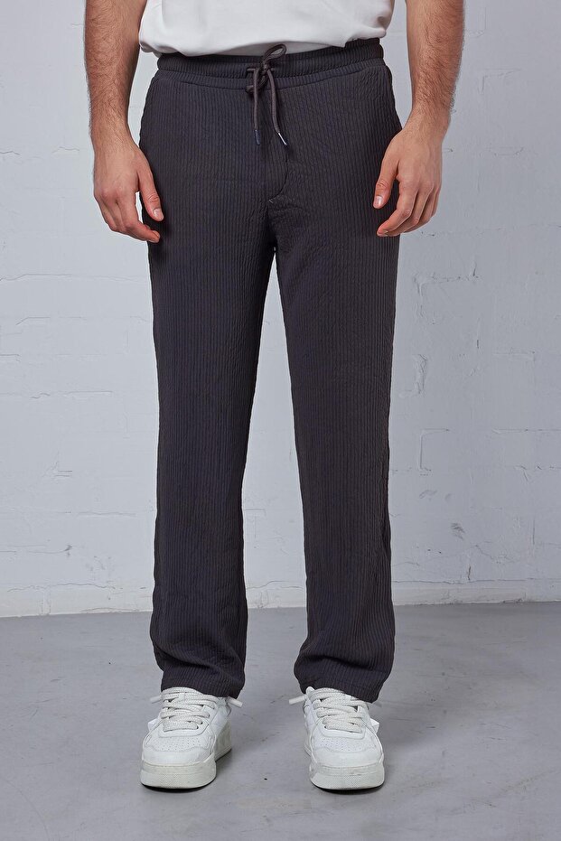 Men's Ribbed Baggy Fit Comfortable Tracksuit Anthracite