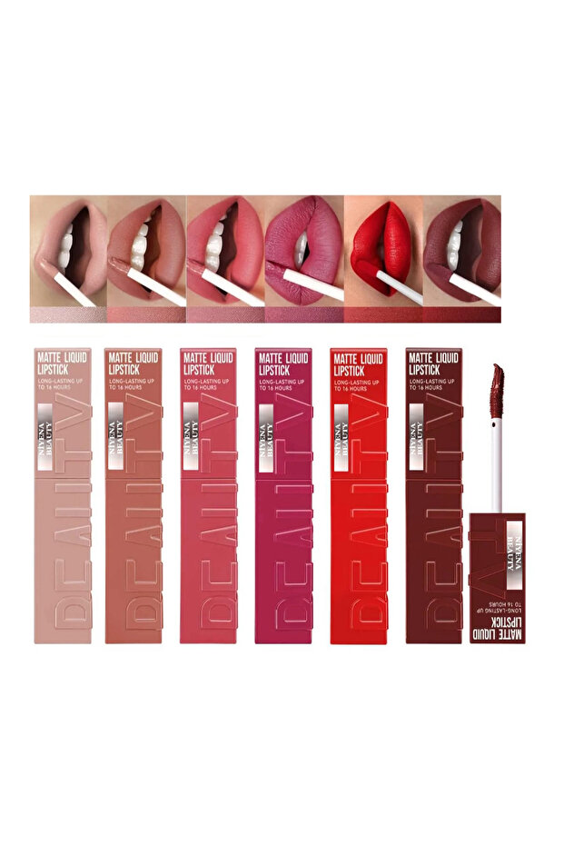 24 Hour Lasting Matte Lipgloss Set of 6 Liquid Lipsticks