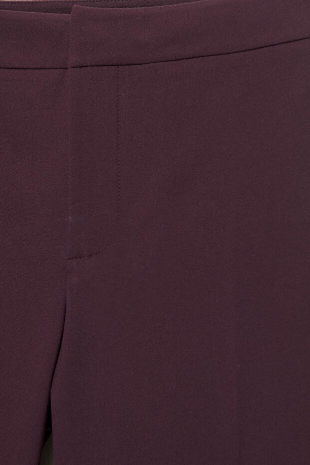 Bordo yırtmaçlı düz paça pantolon - 7