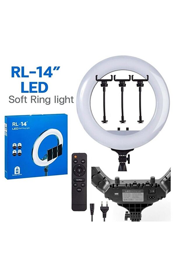 RL14 حلقة ضوء ثلاثي القوائم LED حلقة ضوء ناعمة مع جهاز تحكم عن بعد - 1