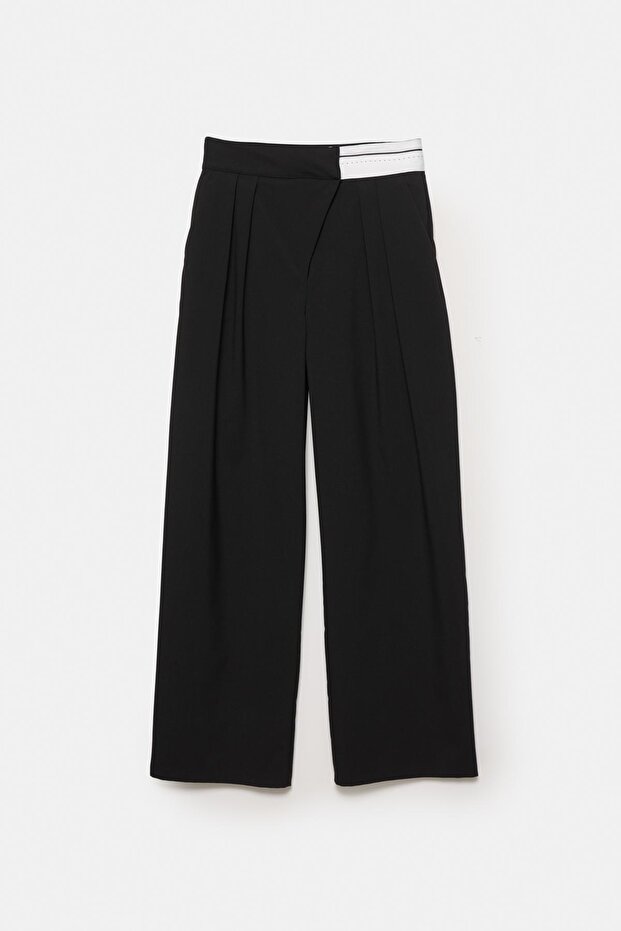 Çapraz belli kontrast pantolon - 7