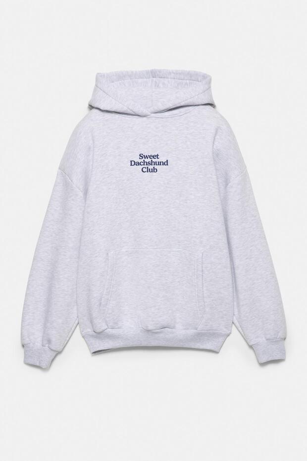 Köpek grafikli kapüşonlu sweatshirt - 6