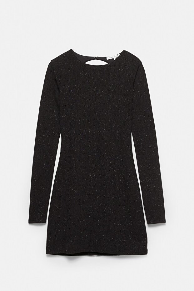 Sırtı açık parlak kısa elbise - 7