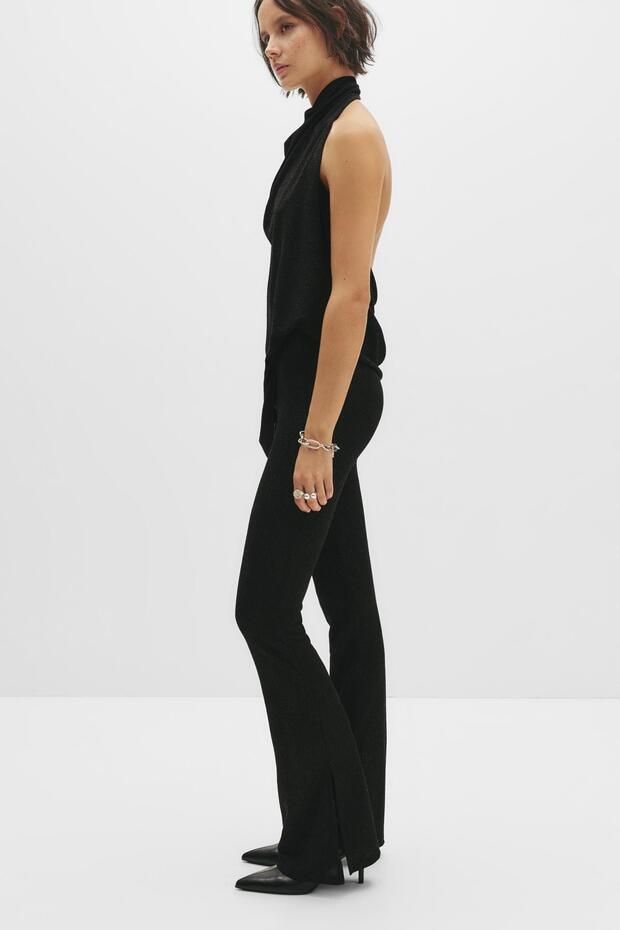 Parıltılı çan paça pantolon - 5