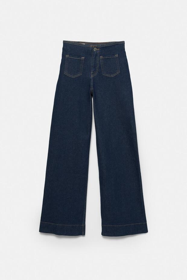Geniş paça yama cepli jean - 8
