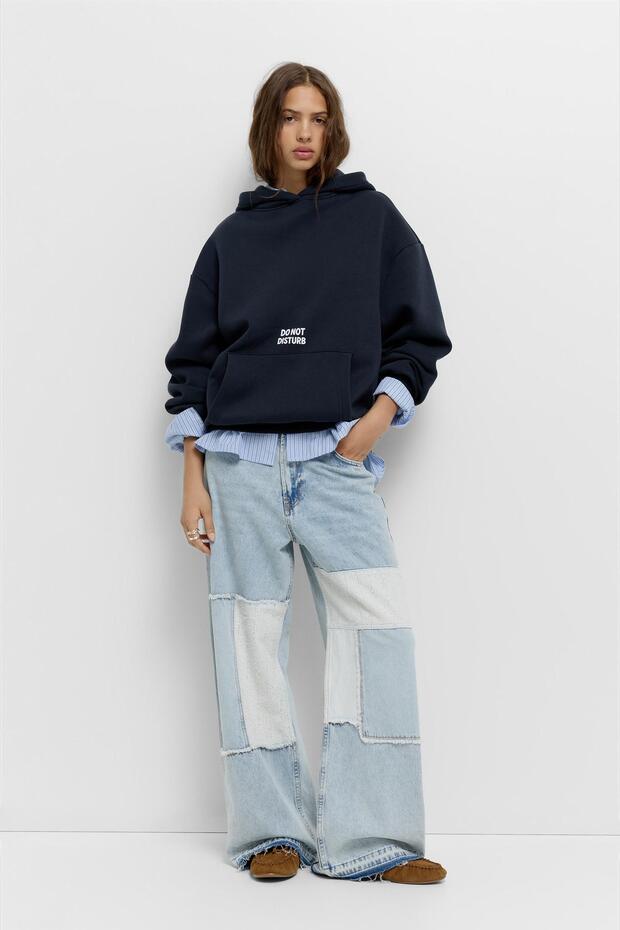 Kapüşonlu kedi grafik desenli sweatshirt - 3