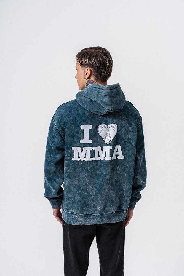 Men's Mma Printed Hooded Oversize Hoodie Emerald