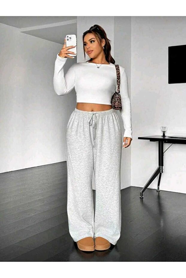 Gray Basic Sweatpants - 1