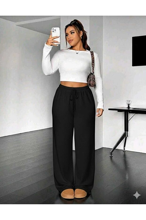 Black Basic Sweatpants - 1