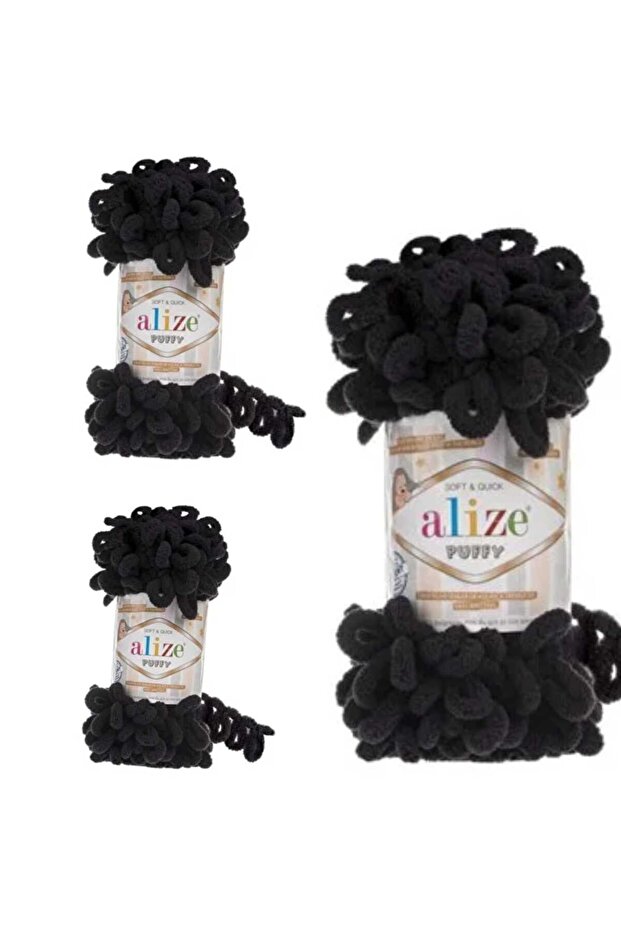 (3 Adet) Puffy El Örgü İpi 1060 Panduf Battaniye Ipi Atkı Hırka Paspas Ipliği 100 Gr. 9Mt. - 1