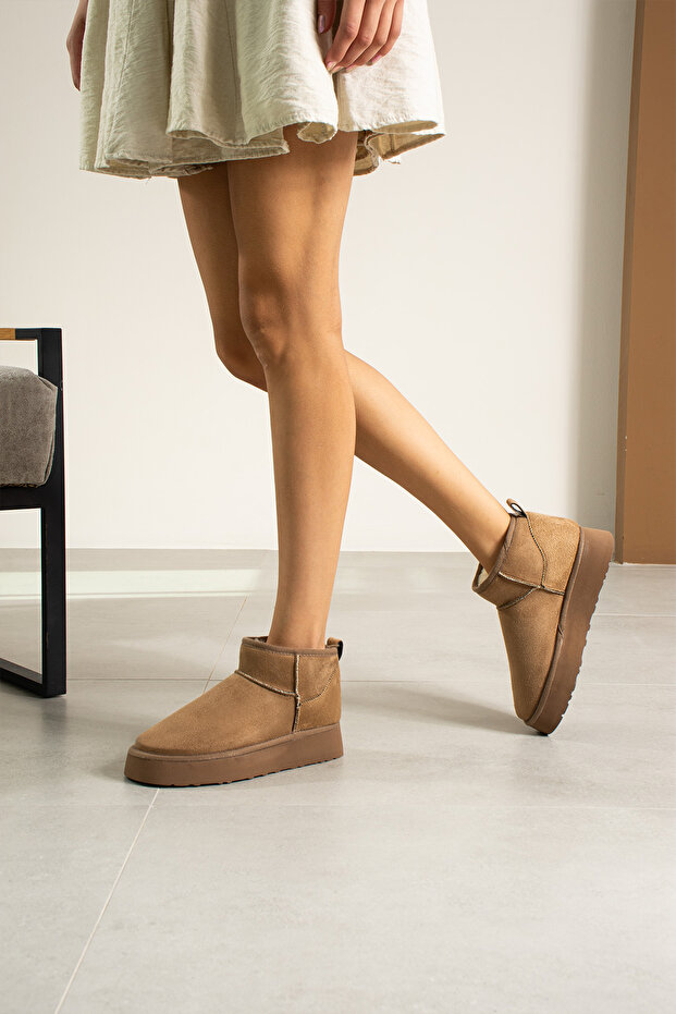 Mini Mink Suede Sheepskin Thick Sole Women's Boots