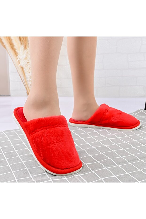 Fluffy slippers, PD1068, Red
