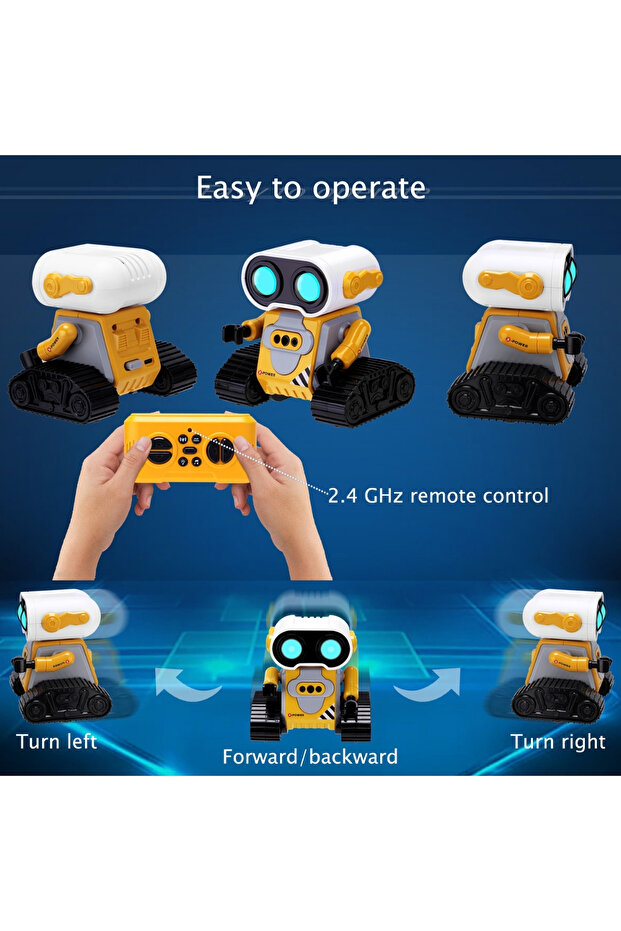 Oyuncak Uzaktan Kumandalı Şarjlı Sesli Işıklı El Sensörlü 360° Dönen İnteraktif Akıllı Robot - 6