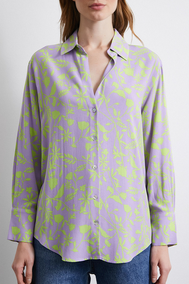 Orman Desenli Gömlek Mor - 2