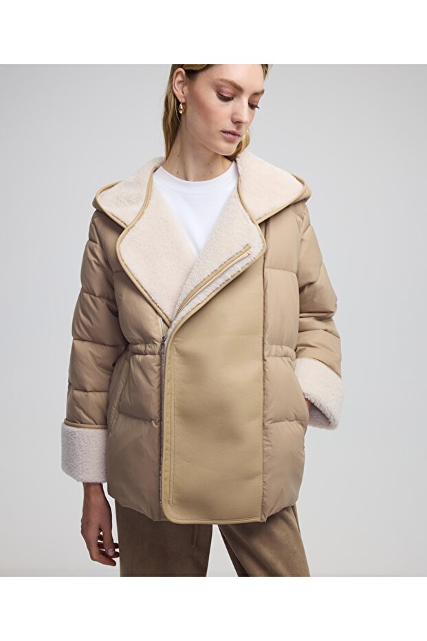 Colorblock şişme mont - 1