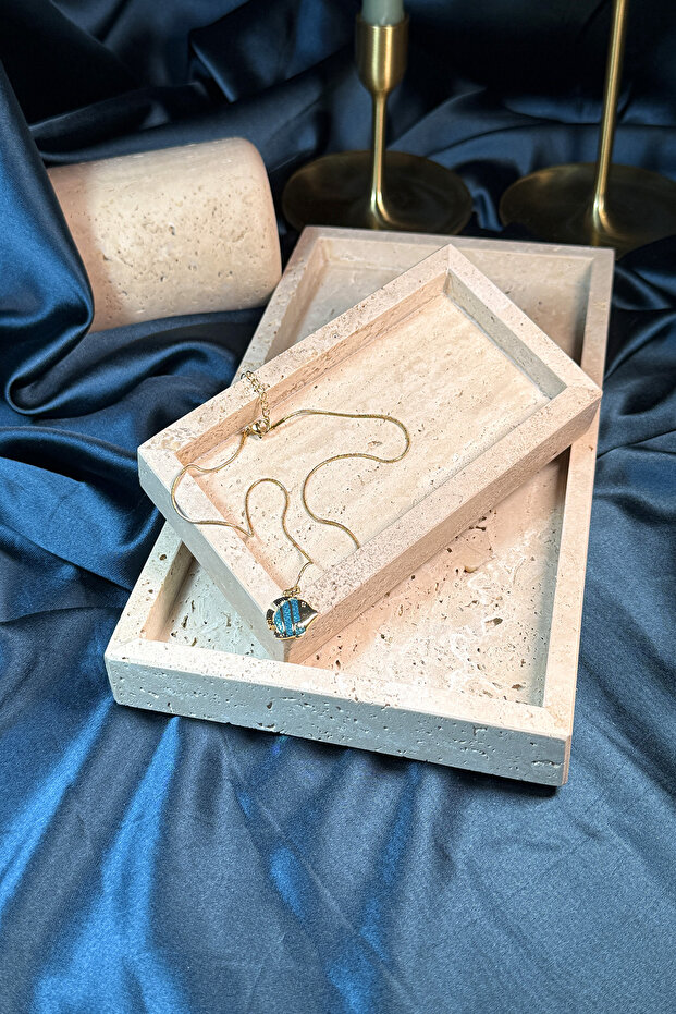 Turquoise Striped Fish Model Infinity Design Gold Gold Color Women's Chain Necklace