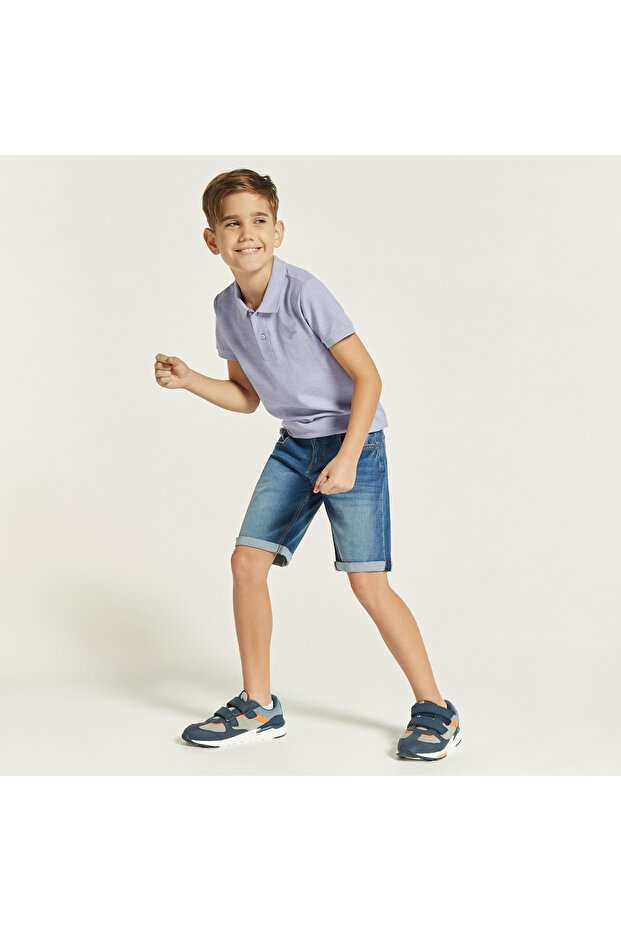 شورت جينز سادة مع أزرار للإغلاق وجيوب - 3