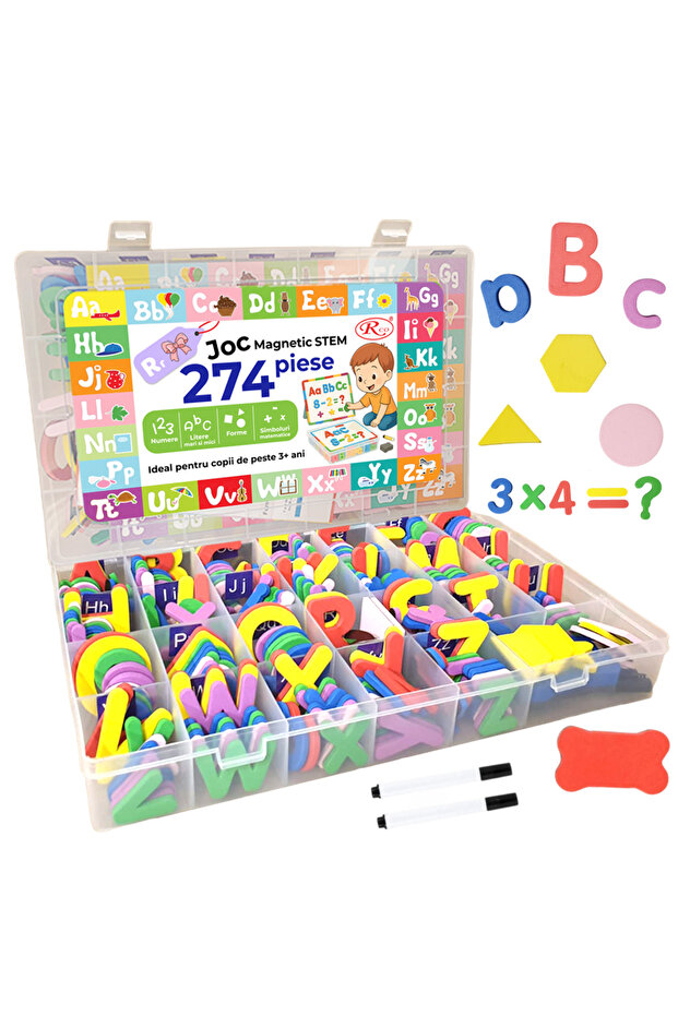 Magnetic STEM Set 274 Pieces with Letters, Numbers and Mathematical Symbols made of EVA Foam, WW3047 - 1