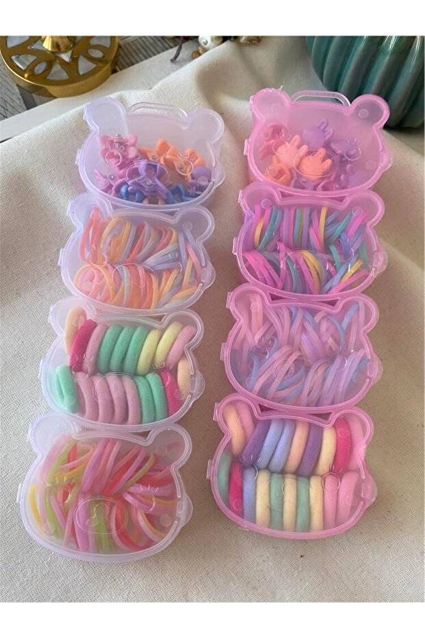 مجموعة مشابك متنوعة على شكل دمية دب في علبة - 1