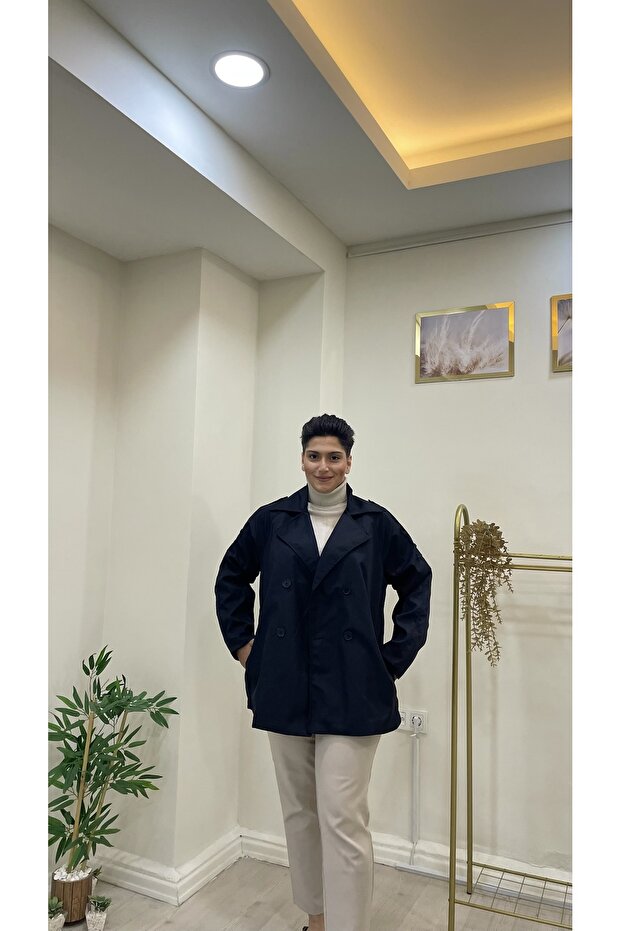 Kruvaze kısa trenç ceket - 2