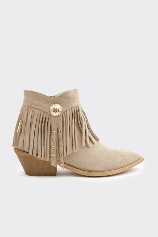 Püsküllü Hakiki Deri Fermuarlı Kadın Bot - 1