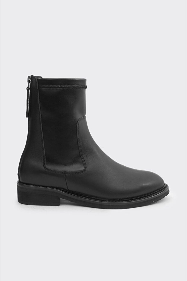 Hakiki Deri Arkadan Fermuarlı Kadın Bot - 1