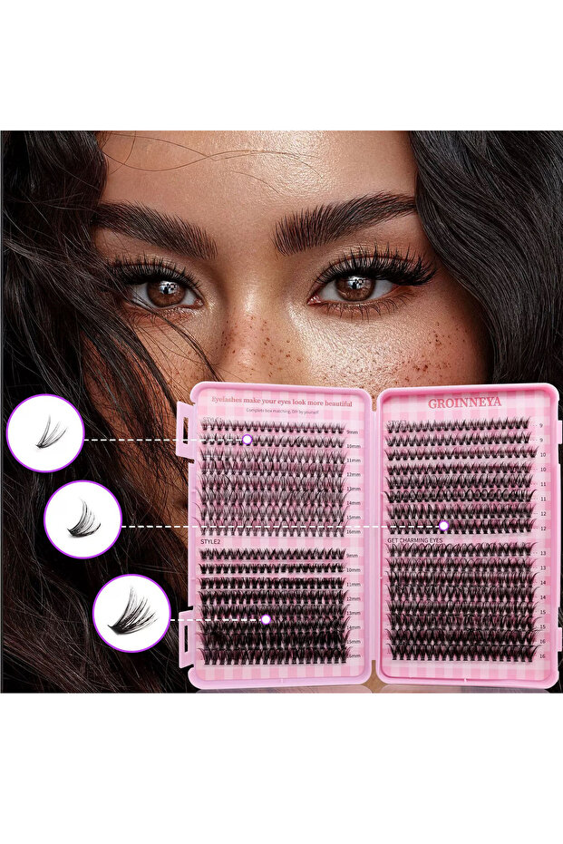 Takma Kirpik Seti Yapıştırıcı, Sabitleyici, Cımbız Ve Kirpik Fırçasıyla 800 Adet Kirpik Tutamı - 2