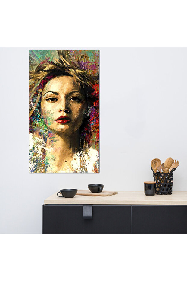 لوحه جداريه كانفس - رسمة إمرأه فنيه - 30033