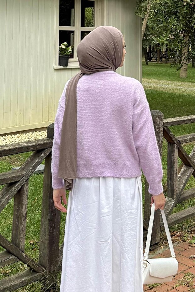 Sakallı Basic Hırka Lila - 4