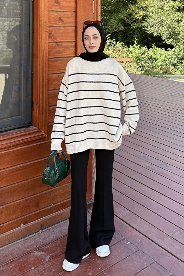 Striped Knitwear Sweater Natural