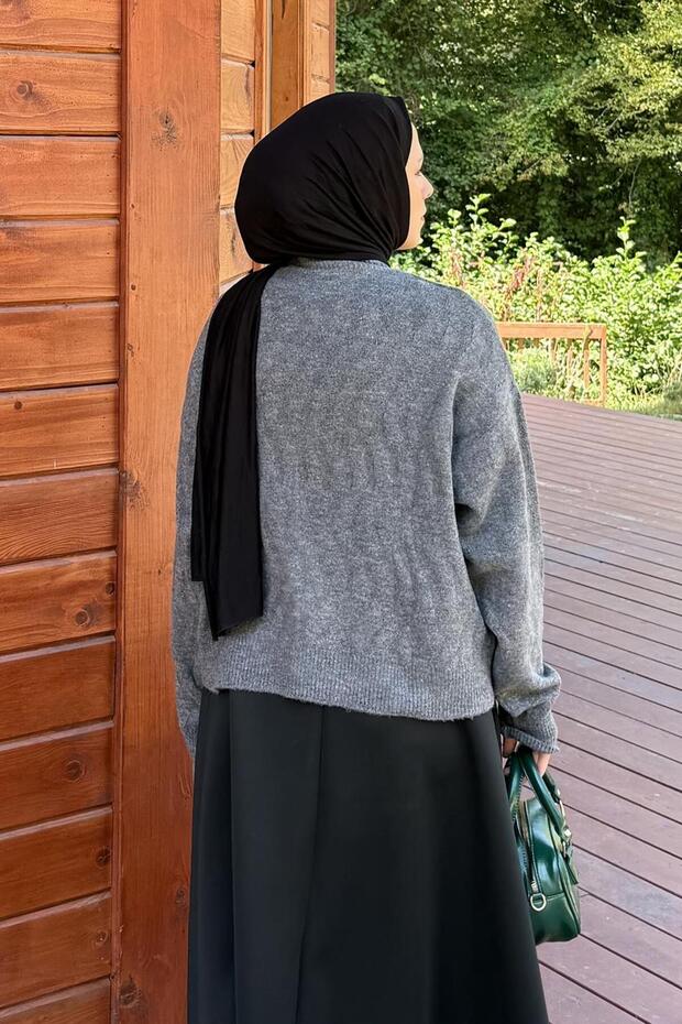 سترة تريكو ذاتية النمط أنثراسايت - 4