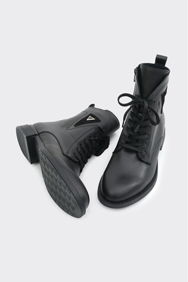 Hakiki Deri Fermuarlı Kadın Bot - 4