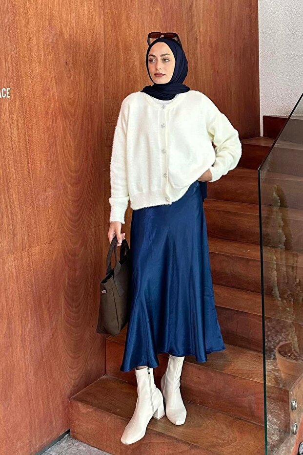 Sakallı Basic Hırka Beyaz - 1