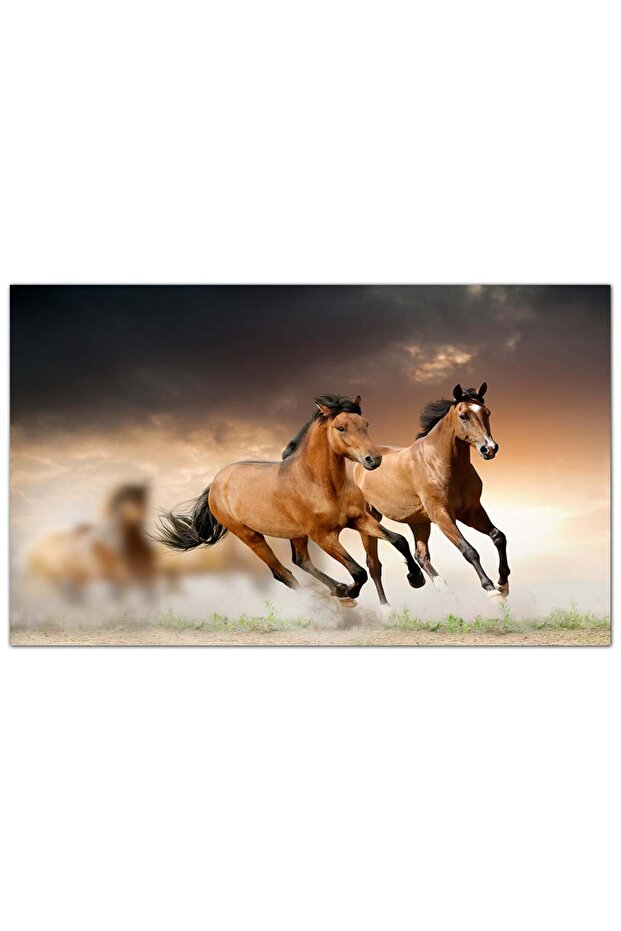 لوحه جداريه كانفس - خيول تركض - 943