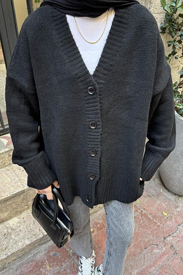 Salaş Dokulu Basic Hırka Siyah - 3