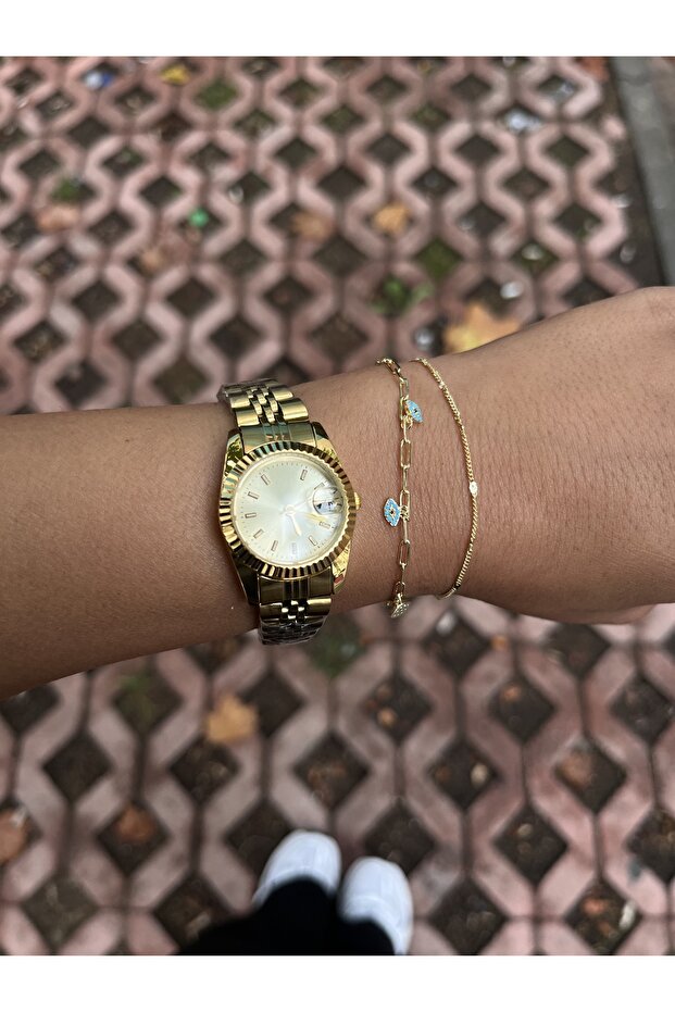 Gold rolex model çelik saat - 3