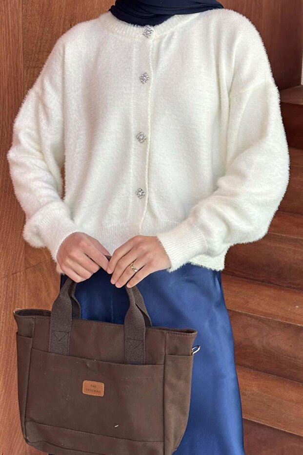 Sakallı Basic Hırka Beyaz - 3