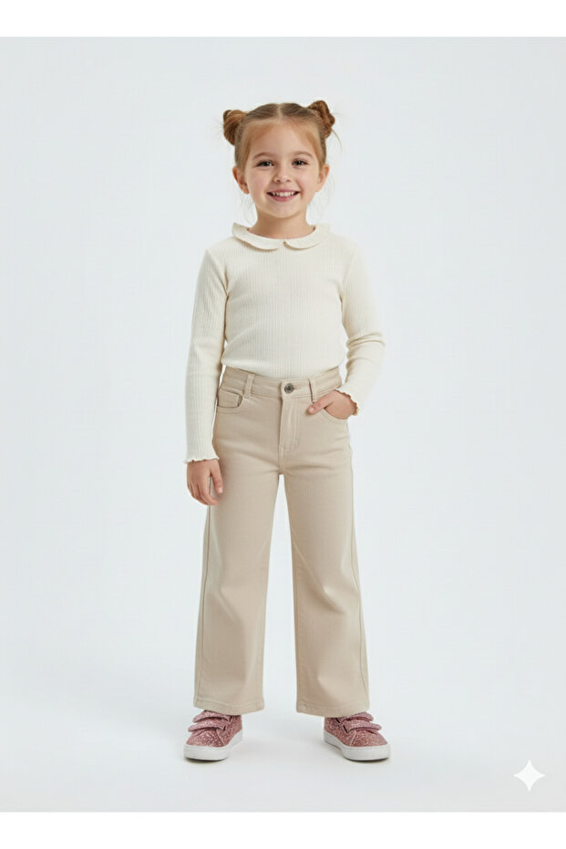 Baby Wide Cut Trousers Beige